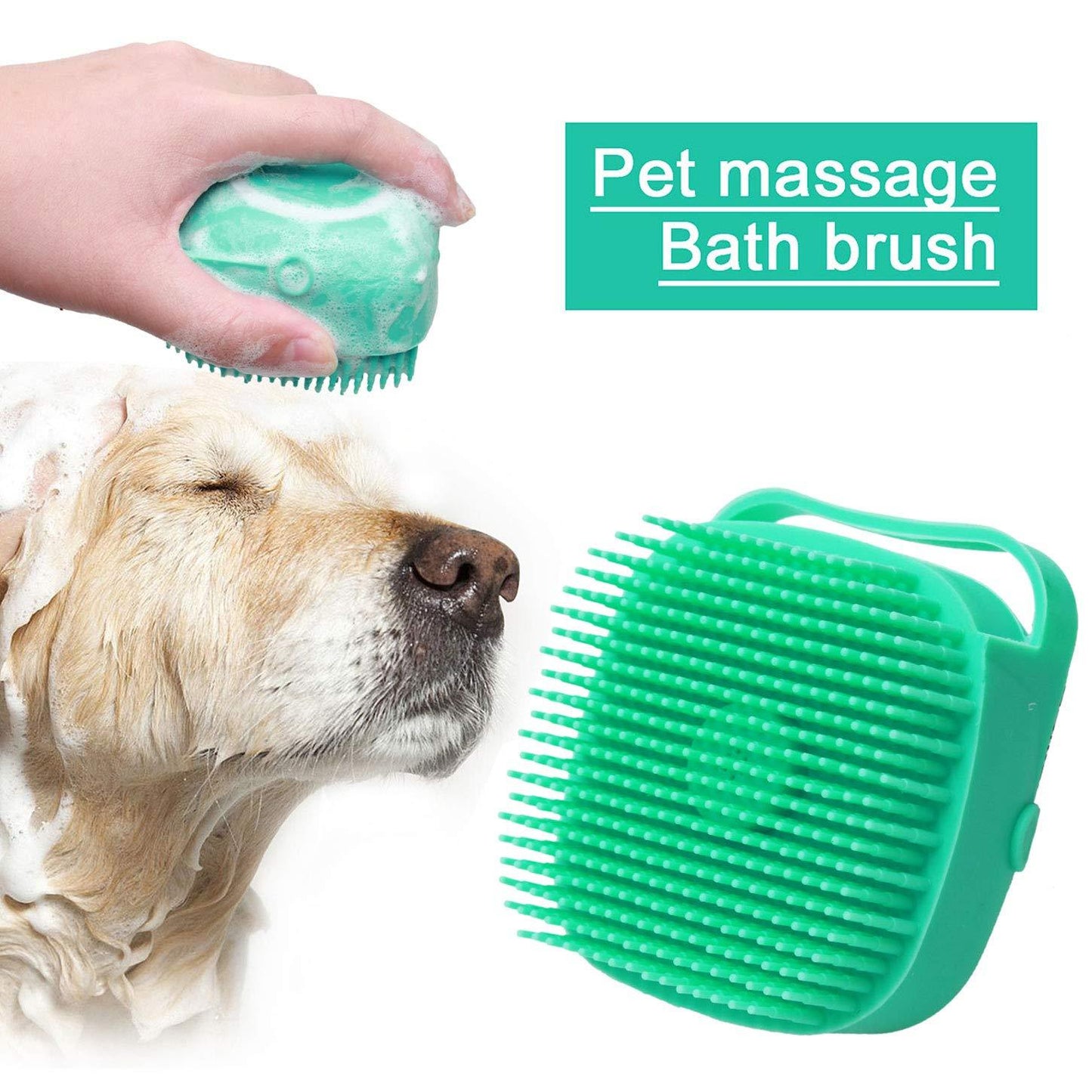Pet Dog & Cat Bathing Brush – Silicone Grooming Scrubber & Massager