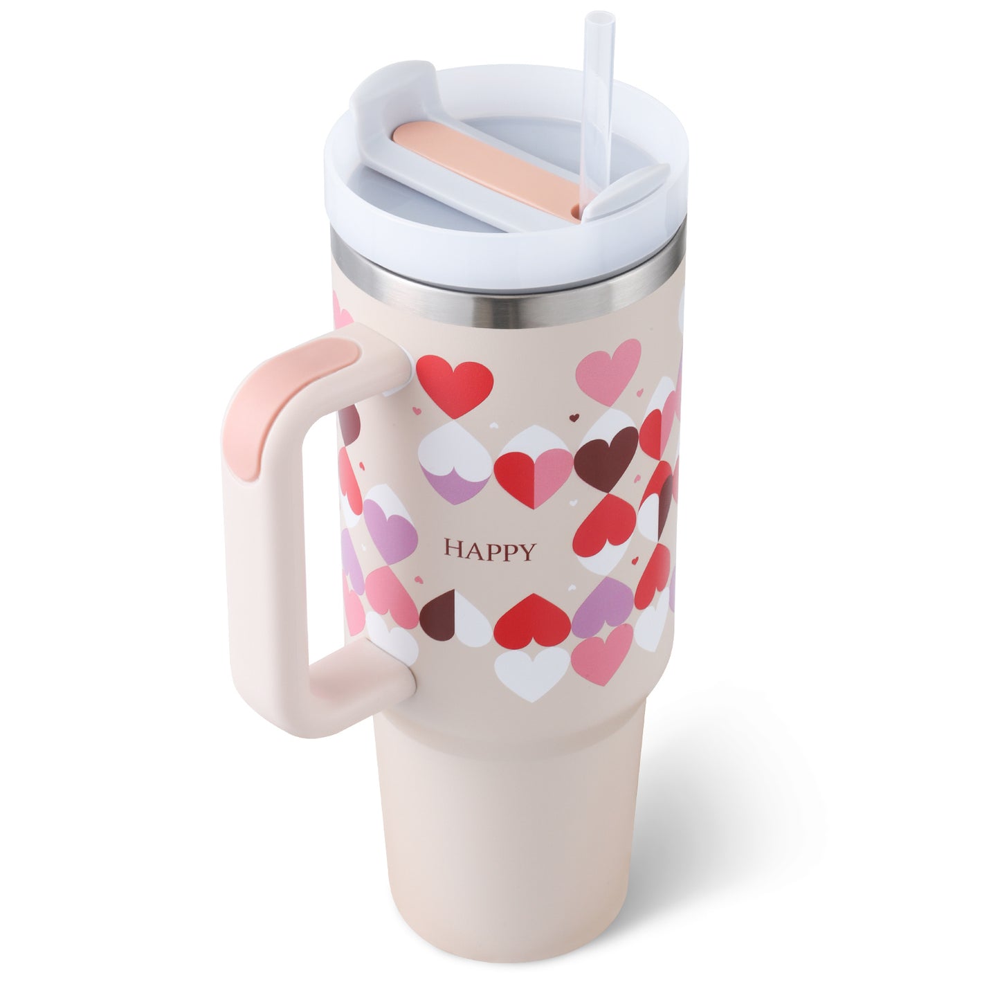 40 Oz Insulated Tumbler with Handle & Straw – Stainless Steel Vacuum Coffee Cup