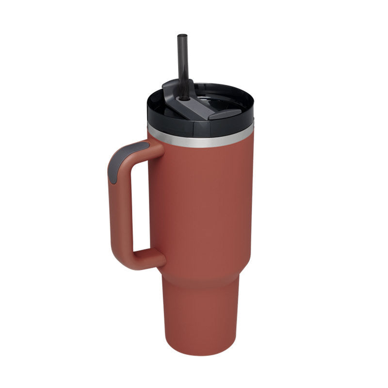 40 Oz Insulated Tumbler with Handle & Straw – Stainless Steel Vacuum Coffee Cup