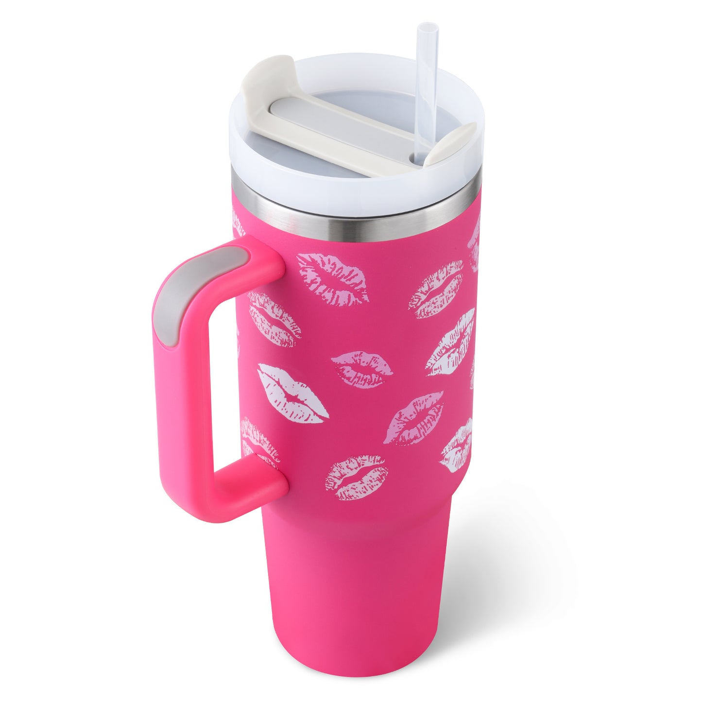 40 Oz Insulated Tumbler with Handle & Straw – Stainless Steel Vacuum Coffee Cup