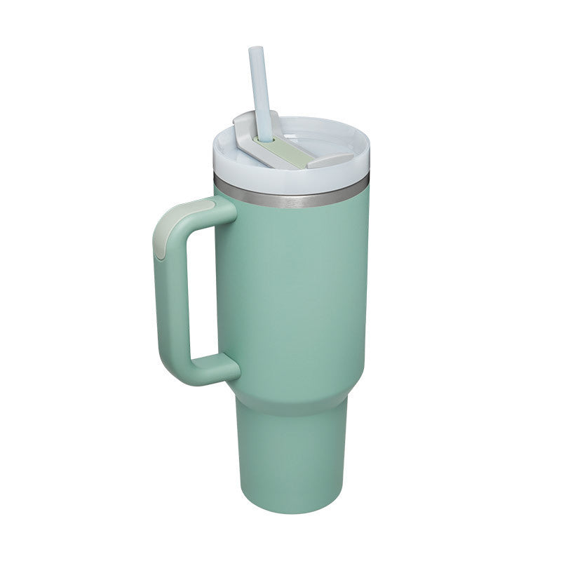 40 Oz Insulated Tumbler with Handle & Straw – Stainless Steel Vacuum Coffee Cup