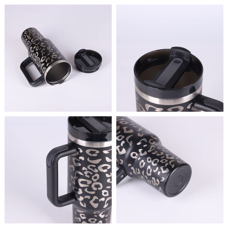 40 Oz Insulated Tumbler with Handle & Straw – Stainless Steel Vacuum Coffee Cup