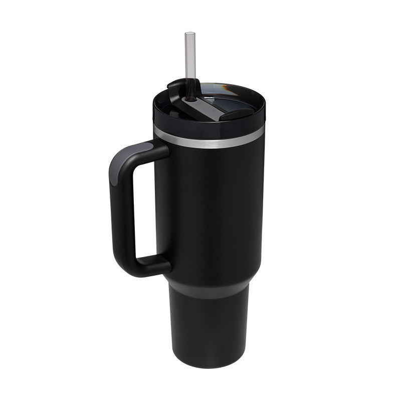 40 Oz Insulated Tumbler with Handle & Straw – Stainless Steel Vacuum Coffee Cup