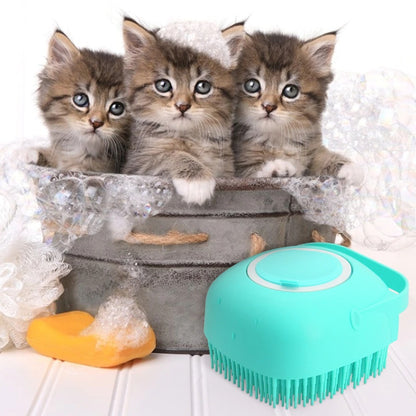 Pet Dog & Cat Bathing Brush – Silicone Grooming Scrubber & Massager