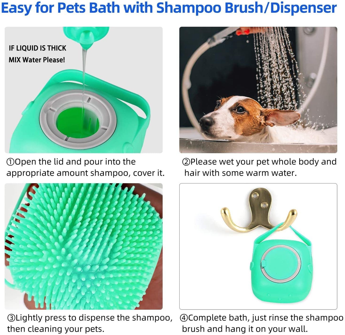 Pet Dog & Cat Bathing Brush – Silicone Grooming Scrubber & Massager