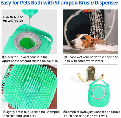 Pet Dog & Cat Bathing Brush – Silicone Grooming Scrubber & Massager