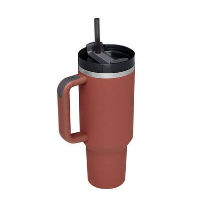 40 Oz Insulated Tumbler with Handle & Straw – Stainless Steel Vacuum Coffee Cup