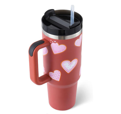 40 Oz Insulated Tumbler with Handle & Straw – Stainless Steel Vacuum Coffee Cup
