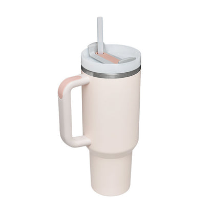 40 Oz Insulated Tumbler with Handle & Straw – Stainless Steel Vacuum Coffee Cup