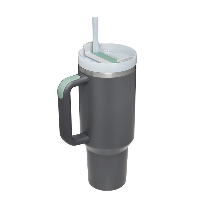 40 Oz Insulated Tumbler with Handle & Straw – Stainless Steel Vacuum Coffee Cup