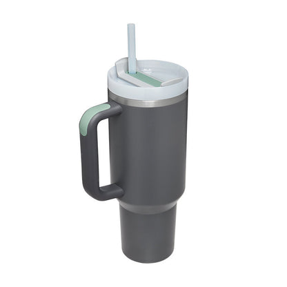 40 Oz Insulated Tumbler with Handle & Straw – Stainless Steel Vacuum Coffee Cup