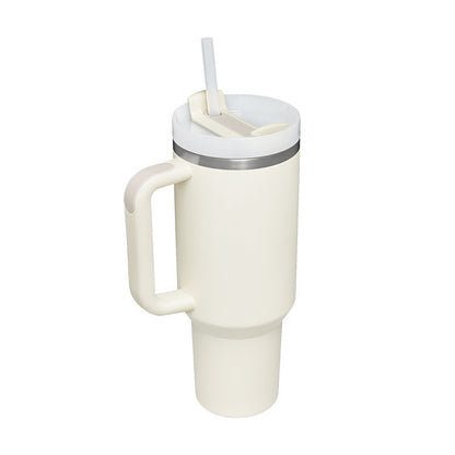 40 Oz Insulated Tumbler with Handle & Straw – Stainless Steel Vacuum Coffee Cup