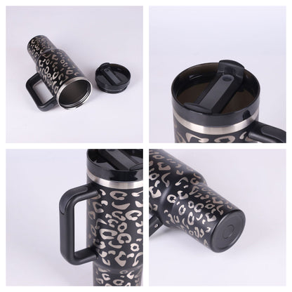 40 Oz Insulated Tumbler with Handle & Straw – Stainless Steel Vacuum Coffee Cup