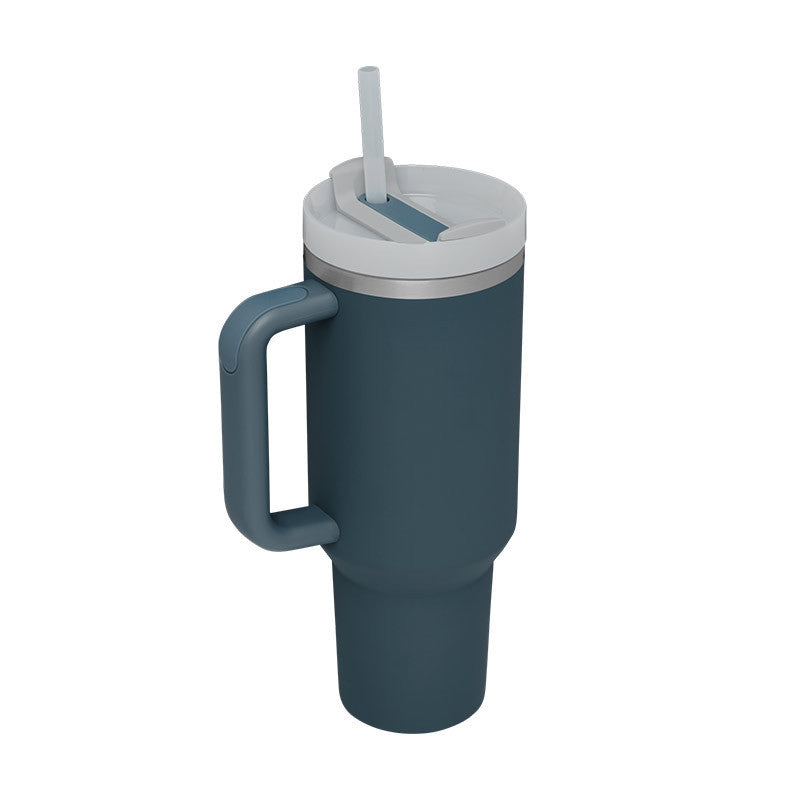 40 Oz Insulated Tumbler with Handle & Straw – Stainless Steel Vacuum Coffee Cup