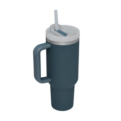 40 Oz Insulated Tumbler with Handle & Straw – Stainless Steel Vacuum Coffee Cup